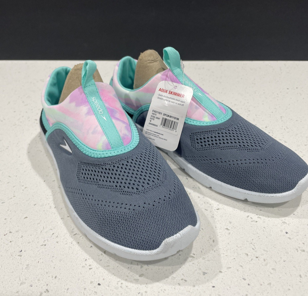 NEW Adult Medium 7-8~ Speedo Aqua Skimmer Water Shoes Gray Pink Turquoise